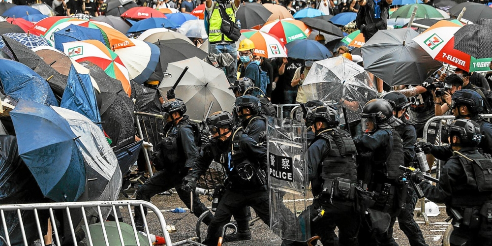 manifestation à Hong Kong